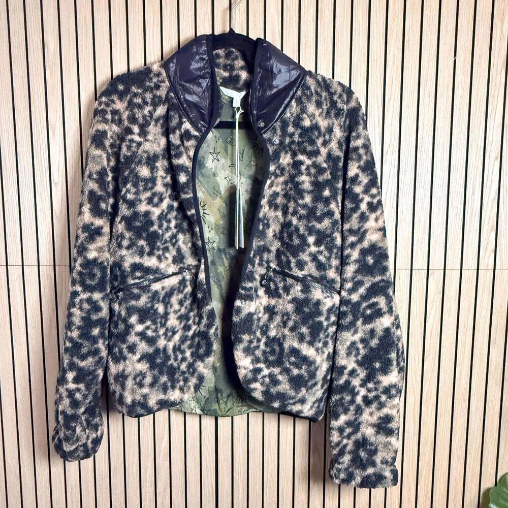 082 Johnny Was‎ Calme Bamboo Blend Fleece Jacket (Small, Leopard Print, NWT)